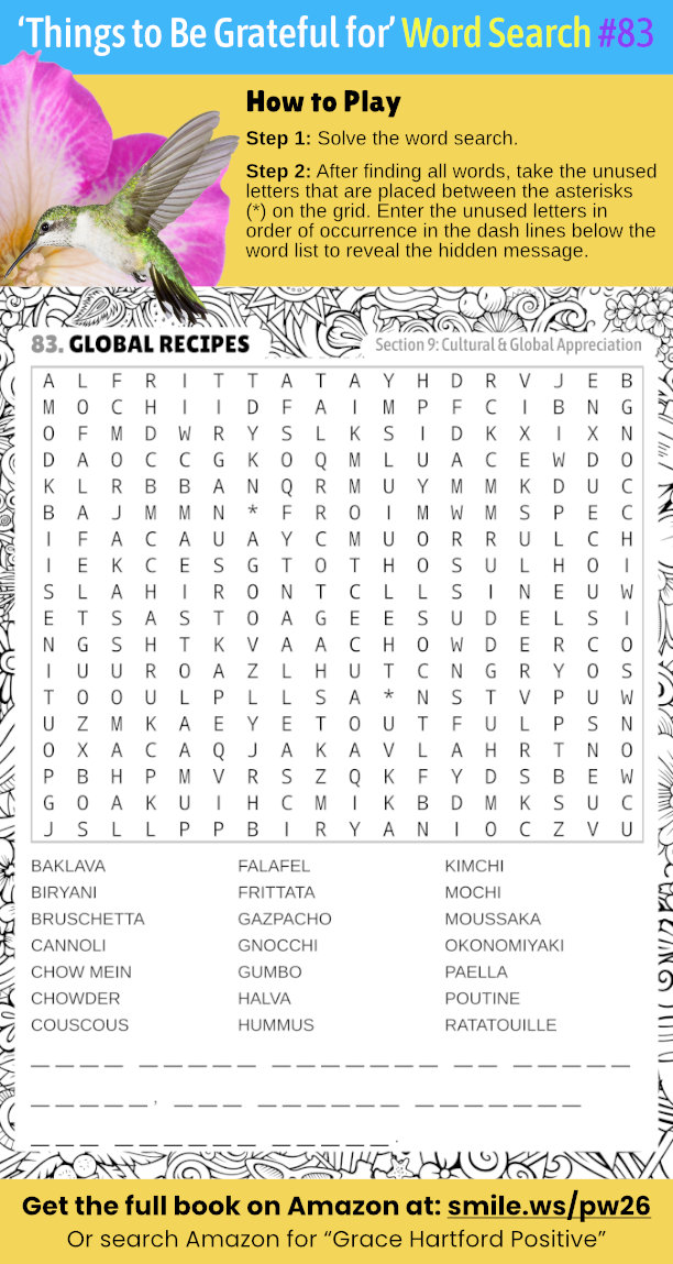 Global Recipes Word Search: Worldly Thanks